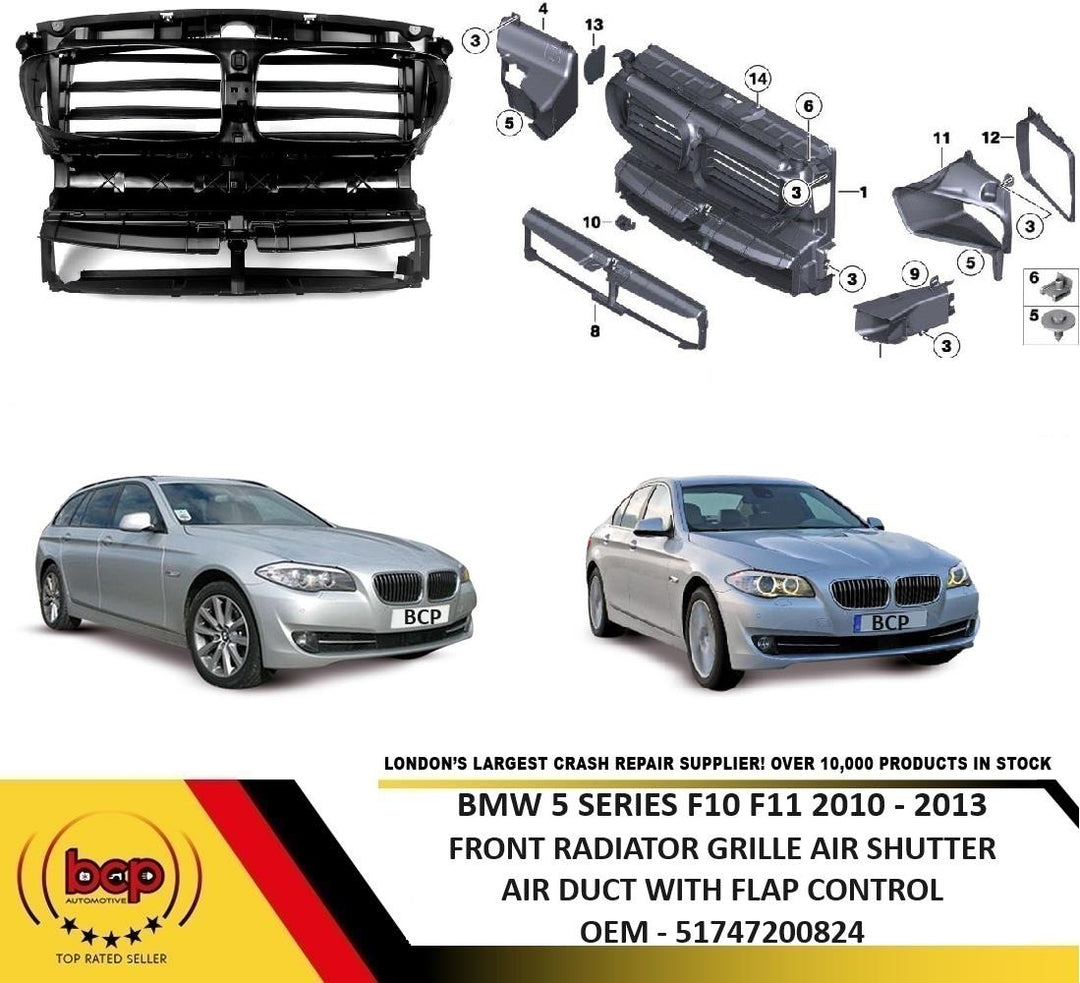 BMW 5 SERIES F10  2010 – 2017 FRONT RADIATOR GRILLE HEADER PANEL AIR SHUTTER