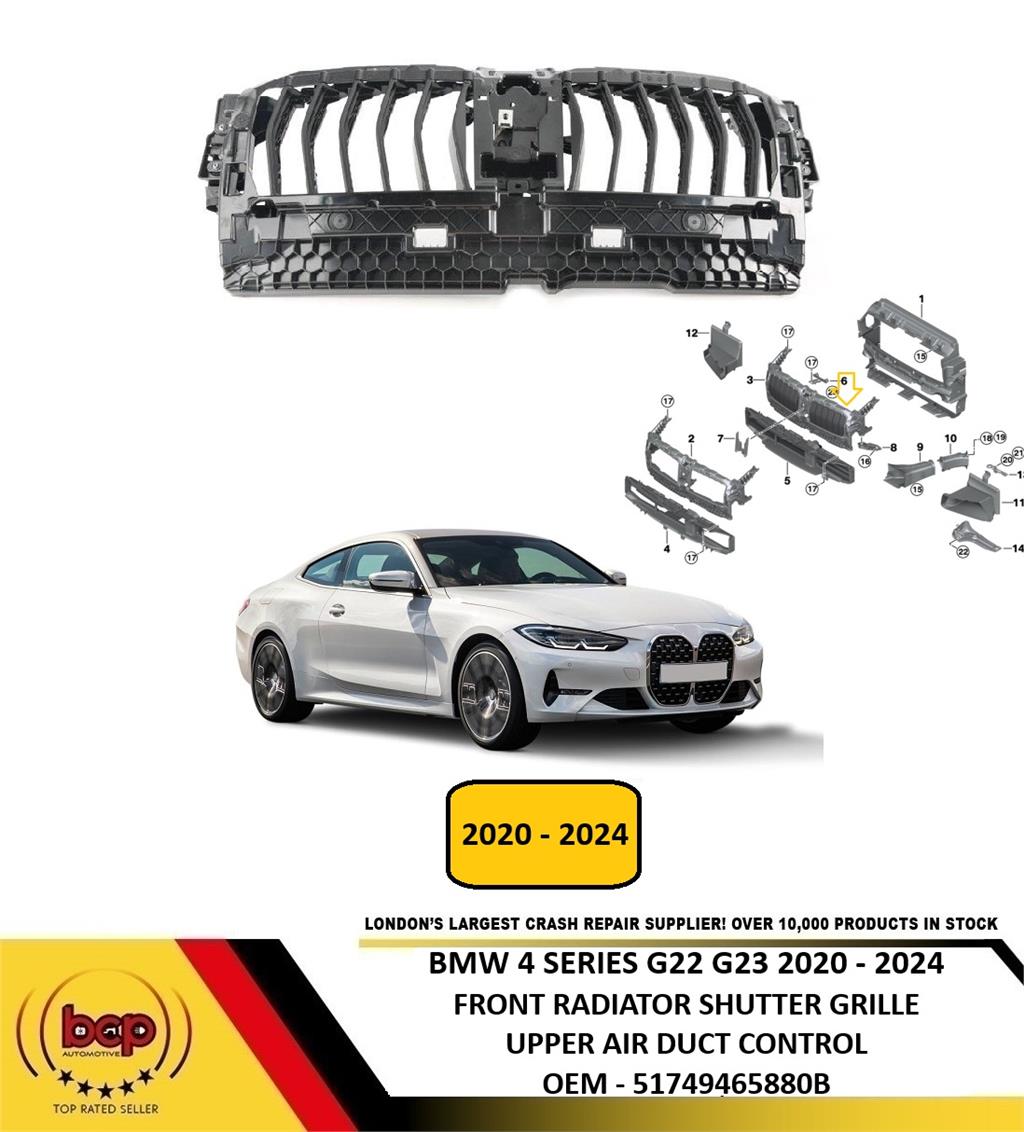 BMW 4 SERIES G22 G23 2020 - 2024 FRONT AIR DUCT RADIATOR ACTIVE SHUTTER GRILLE