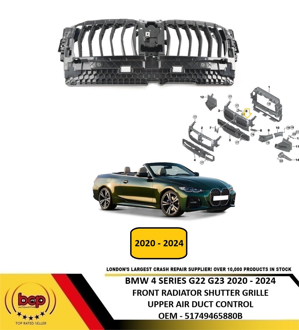 BMW 4 SERIES G22 G23 2020 - 2024 FRONT AIR DUCT RADIATOR ACTIVE SHUTTER GRILLE