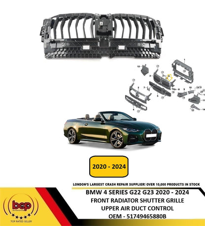 BMW 4 SERIES G22 G23 2020 - 2024 FRONT AIR DUCT RADIATOR ACTIVE SHUTTER GRILLE