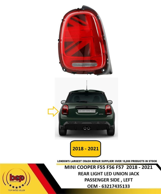MINI COOPER F55 F56 F57 2018 –2021 REAR LIGHT LAMP LED UNION JACK PASSENGER LEFT