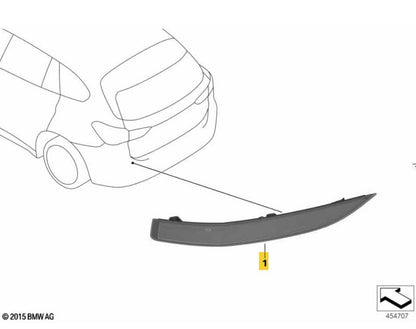 BMW X1 F48 2015 – 2019 REAR BUMPER REFLECTOR PASSENGER SIDE LEFT NEW 61617355547