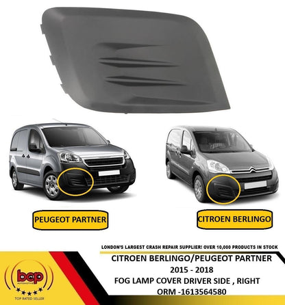 PEUGEOT PARTNER 2015 – 2018 FRONT BUMPER FOG GRILLE NO HOLE DRIVER SIDE RIGHT