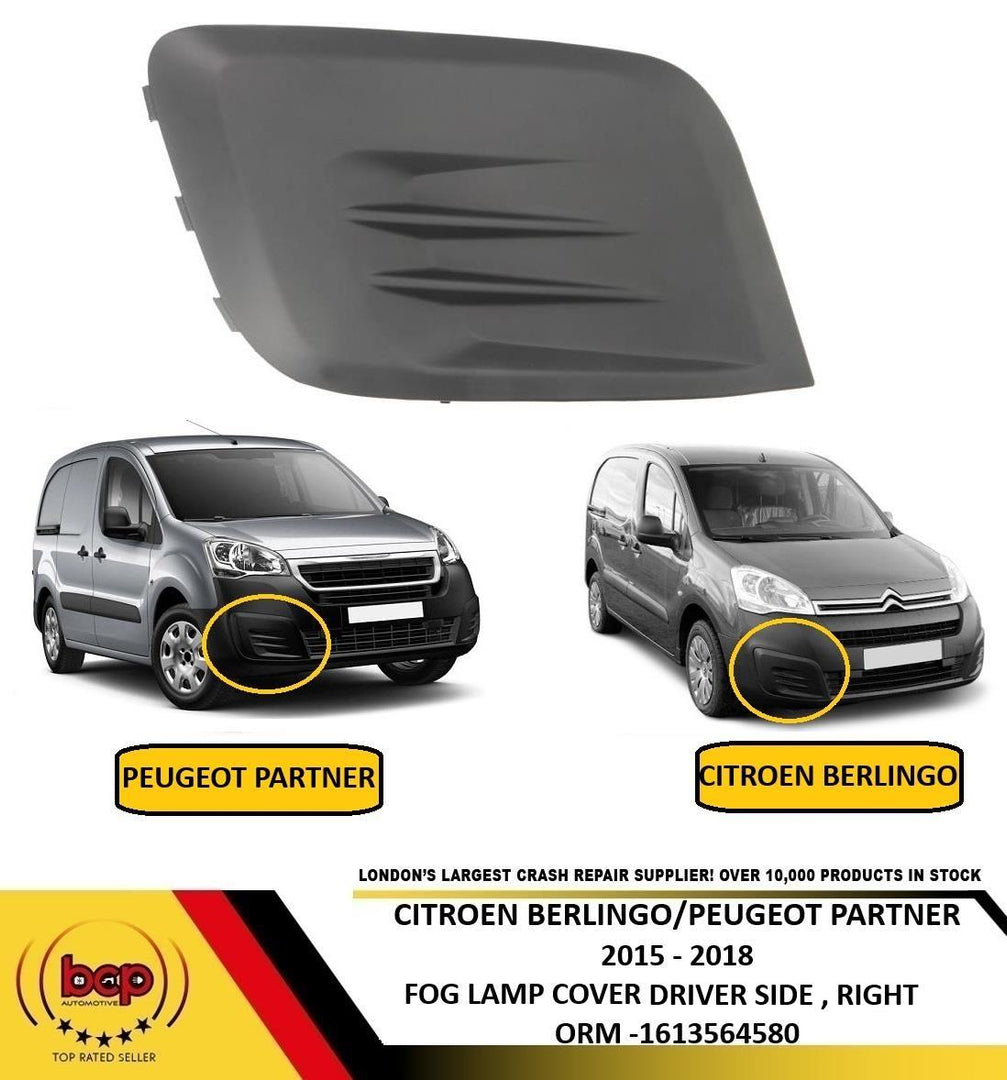 CITROEN BERLINGO 2015 – 2018 FRONT BUMPER FOG GRILLE NO HOLE DRIVER SIDE RIGHT