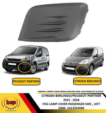 PEUGEOT PARTNER 2015 – 2018 FRONT BUMPER FOG GRILLE NO HOLE PASSENGER SIDE LEFT