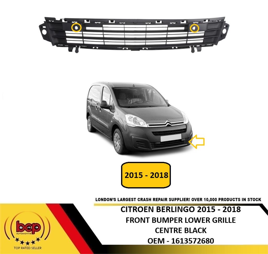 CITROEN BERLINGO 2015 - 2018 FRONT BUMPER LOWER CENTRE GRILLE WITH SENSOR HOLES