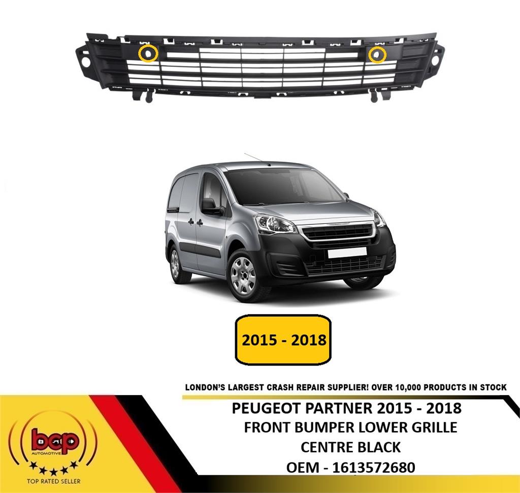 PEUGEOT PARTNER 2015 - 2018 FRONT BUMPER LOWER CENTRE GRILLE WITH SENSOR HOLES