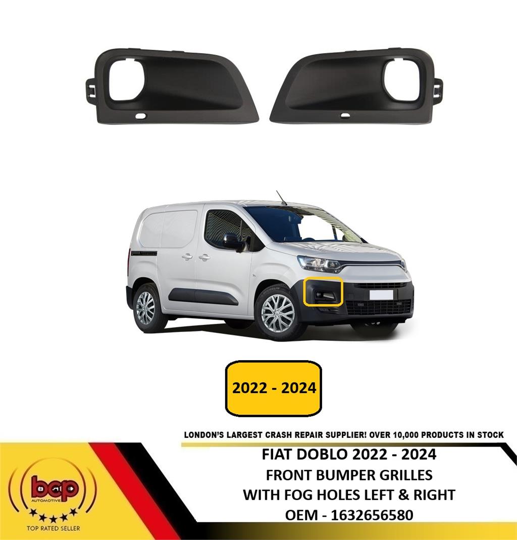FIAT DOBLO 2022 - 2024 FRONT BUMPER LOWER GRILLES COVER WITH FOG HOLES PAIR SET
