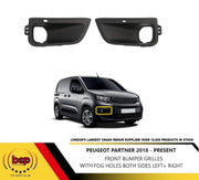 PEUGEOT PARTNER 2018 ONWARDS FRONT BUMPER LOWER GRILLES COVER WITH FOG HOLES