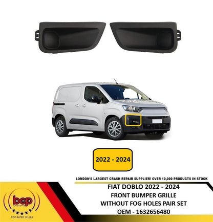 FIAT DOBLO 2022 - 2024 FRONT BUMPER LOWER GRILLES COVER NO FOG HOLES