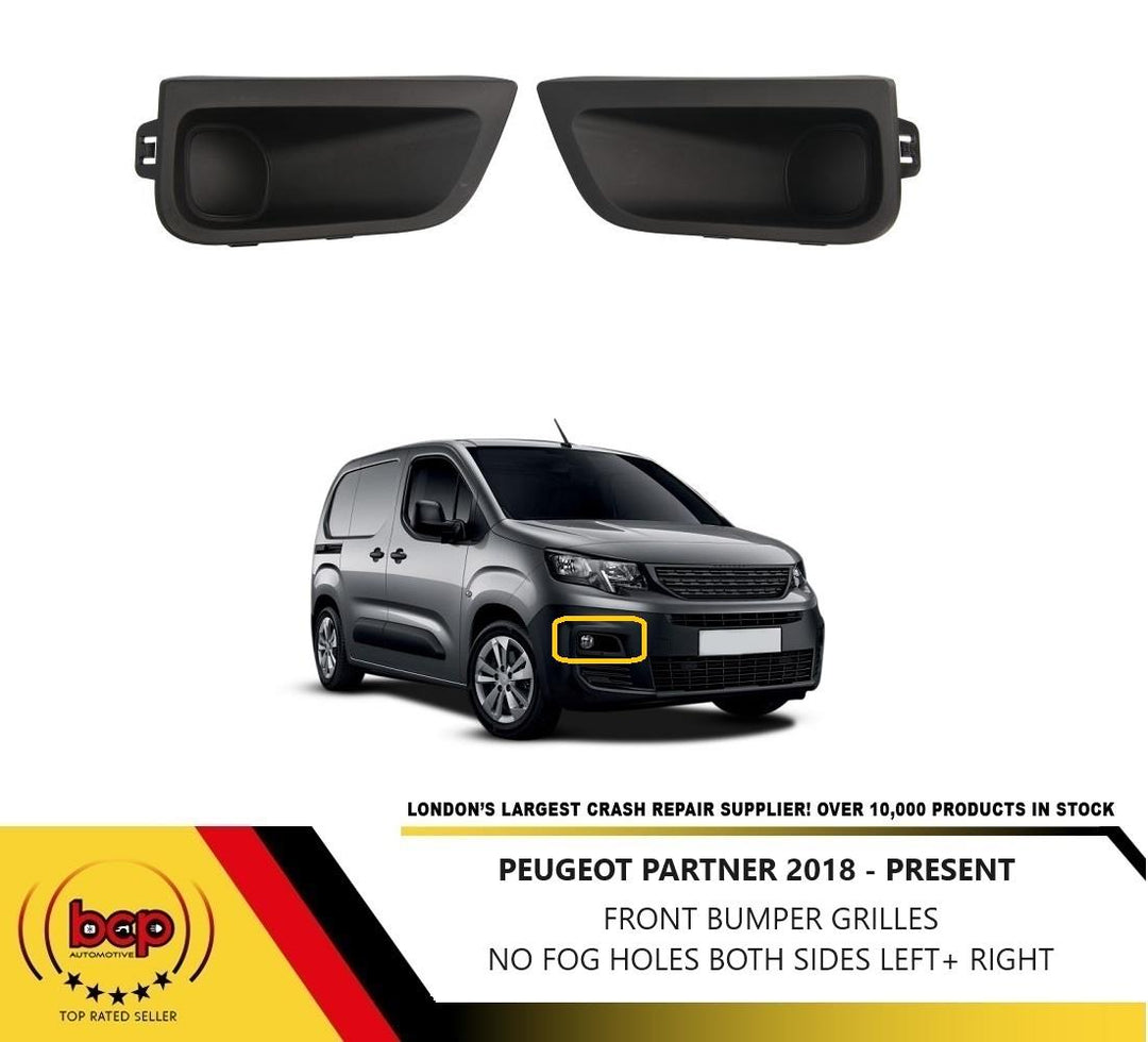 PEUGEOT PARTNER 2018 ONWARDS FRONT BUMPER LOWER GRILLES COVER NO FOG HOLES