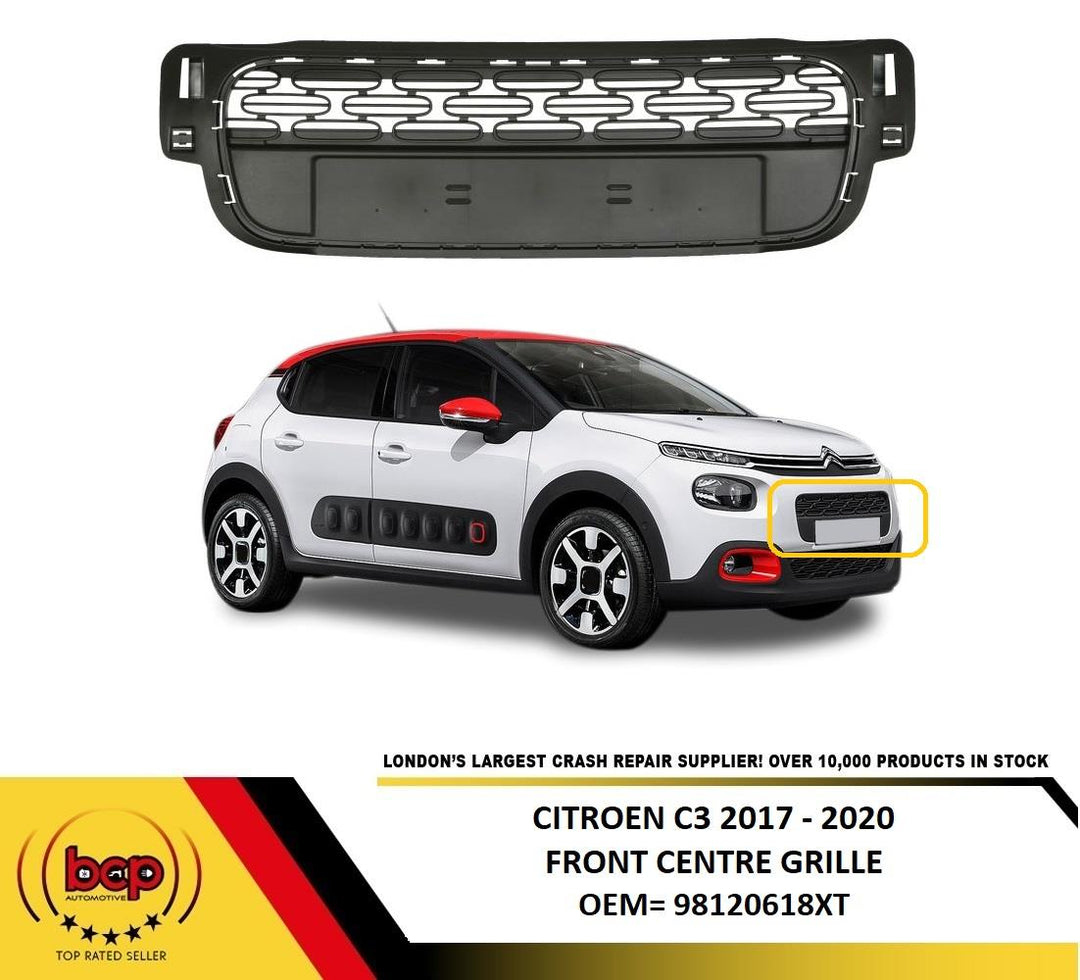 CITROEN C3 2016 - 2020 FRONT BUMPER CENTRE GRILLE NUMBER PLATE HOLDER 98120618XT