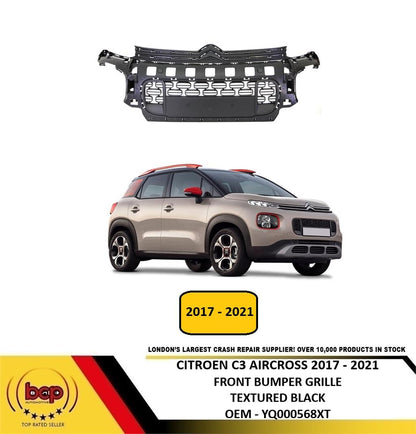 CITROEN C3 AIRCROSS 2017 - 2021 FRONT BUMPER RADIATOR GRILLE TEXTURED BLACK NEW