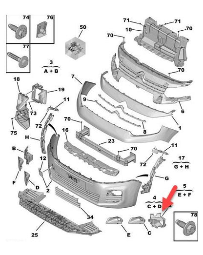 CITROEN BERLINGO 2018 - 2024 FRONT FOG LAMP SUPPORT BRACKET SET PAIR 1632656380