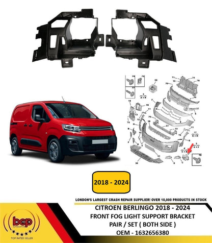 CITROEN BERLINGO 2018 - 2024 FRONT FOG LAMP SUPPORT BRACKET SET PAIR 1632656380