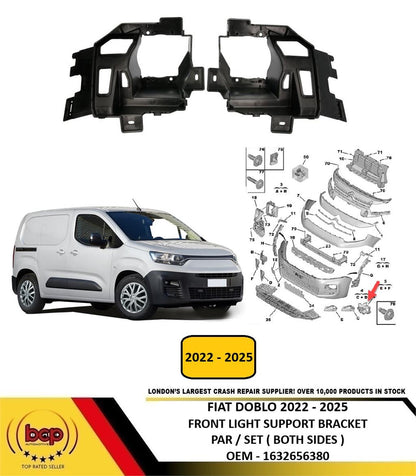 FIAT DOBLO 2022 - 2025 FRONT FOG LAMP SUPPORT BRACKET SET PAIR 1632656380