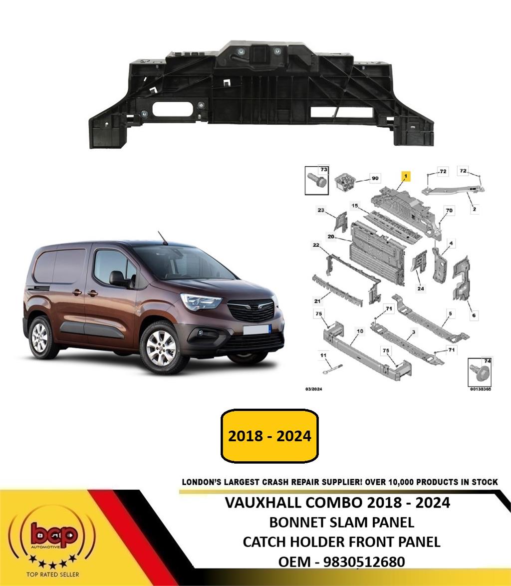 VAUXHALL COMBO 2018 - 2024 BONNET SLAM PANEL CATCH HOLDER FRONT PANEL 9830512680