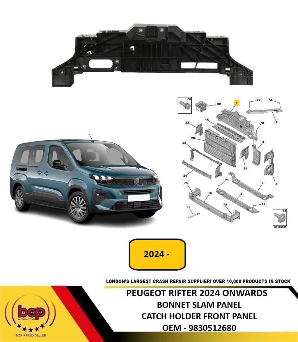 PEUGEOT RIFTER 2024 ON BONNET SLAM PANEL CATCH HOLDER FRONT PANEL 9830512680