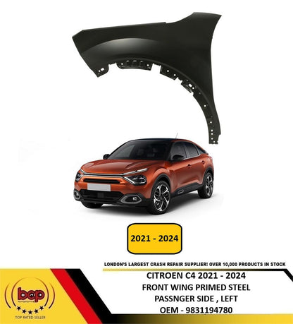 CITROEN C4 2021 - 2024 FRONT WING PRIMED PASSENGER SIDE LEFT NEW 9831194780