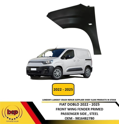 FIAT DOBLO 2022 - 2025 FRONT WING FENDER LEFT PASSENGER SIDE 9816482780 OEM SPEC