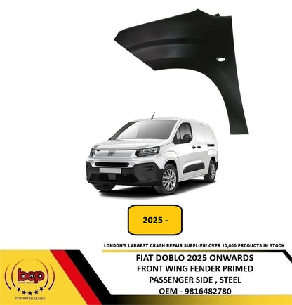 FIAT DOBLO 2025 ON FRONT WING FENDER LEFT PASSENGER SIDE 9816482780 OEM SPEC