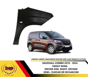 VAUXHALL COMBO 2018 - 2024 FRONT WING RIGHT DRIVERS SIDE OEM SPEC 9816482380