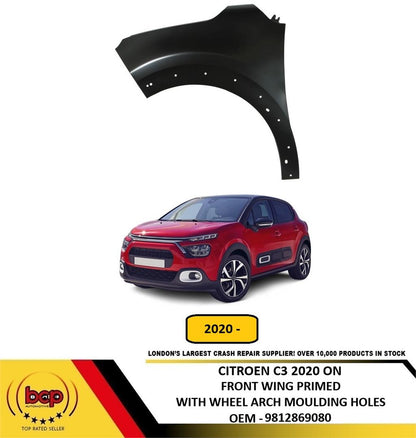 CITROEN C3 2020 ONWARDS FRONT WING LEFT PASSENGERSIDE WITH WHEEL ARCH TRIM HOLES