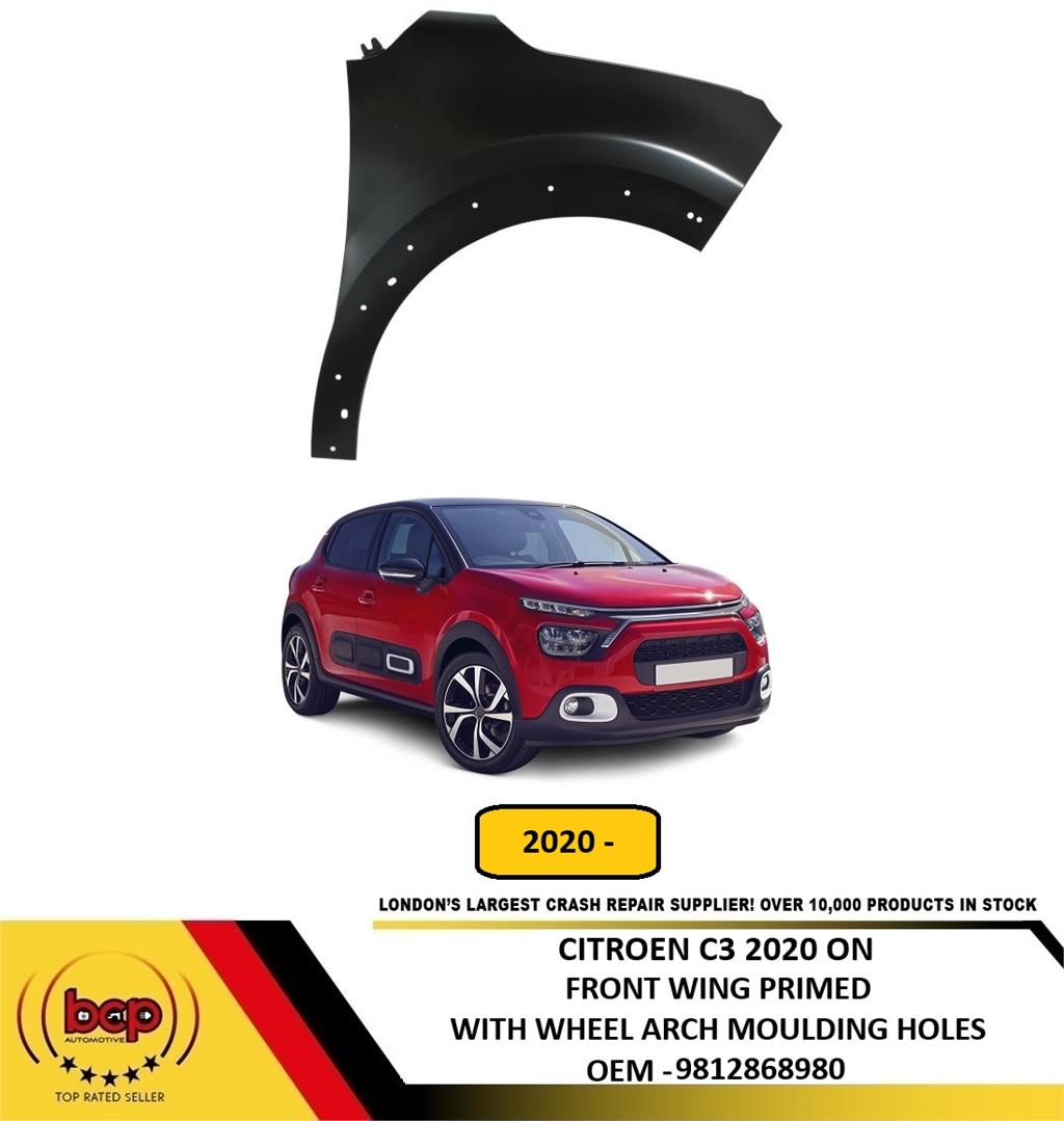 CITROEN C3 2020 ONWARDS FRONT WING RIGHT DRIVER SIDE WITH WHEEL ARCH TRIM HOLES