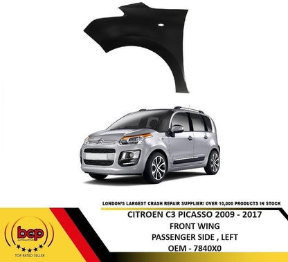 CITROEN C3 PICASSO 2009 - 2017 FRONT WING FENDER LEFT PASSENGER SIDE NEW PRIMED