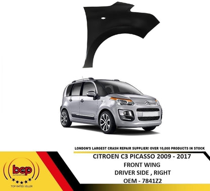 CITROEN C3 PICASSO 2009 - 2017 FRONT WING FENDER RIGHT DRIVER SIDE NEW PRIMED