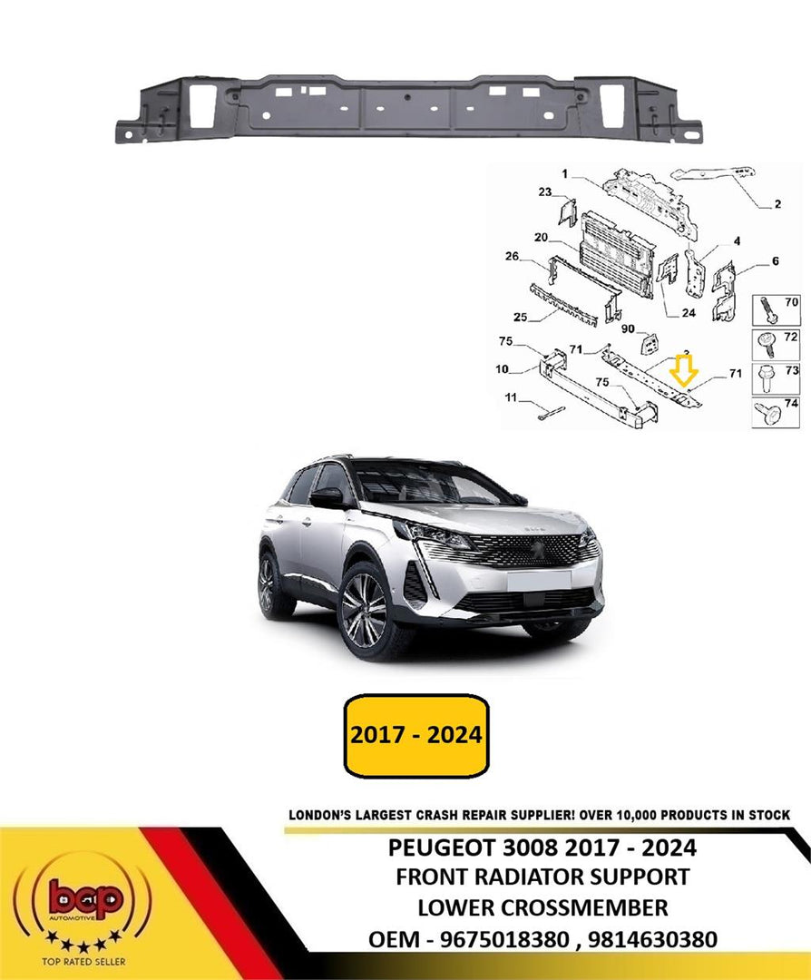 PEUGEOT 3008 2017 - 2024 FRONT RADIATOR SUPPORT LOWER CROSSMEMBER METAL NEW