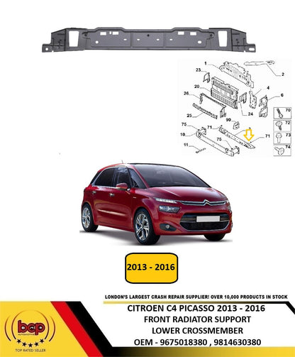 CITROEN C4 PICASSO 2013 - 2016 FRONT RADIATOR SUPPORT LOWER CROSSMEMBER METAL