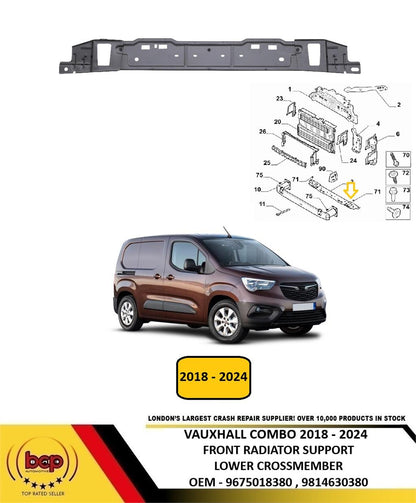 VAUXHALL COMBO 2018 - 2024 FRONT RADIATOR SUPPORT LOWER CROSSMEMBER METAL NEW
