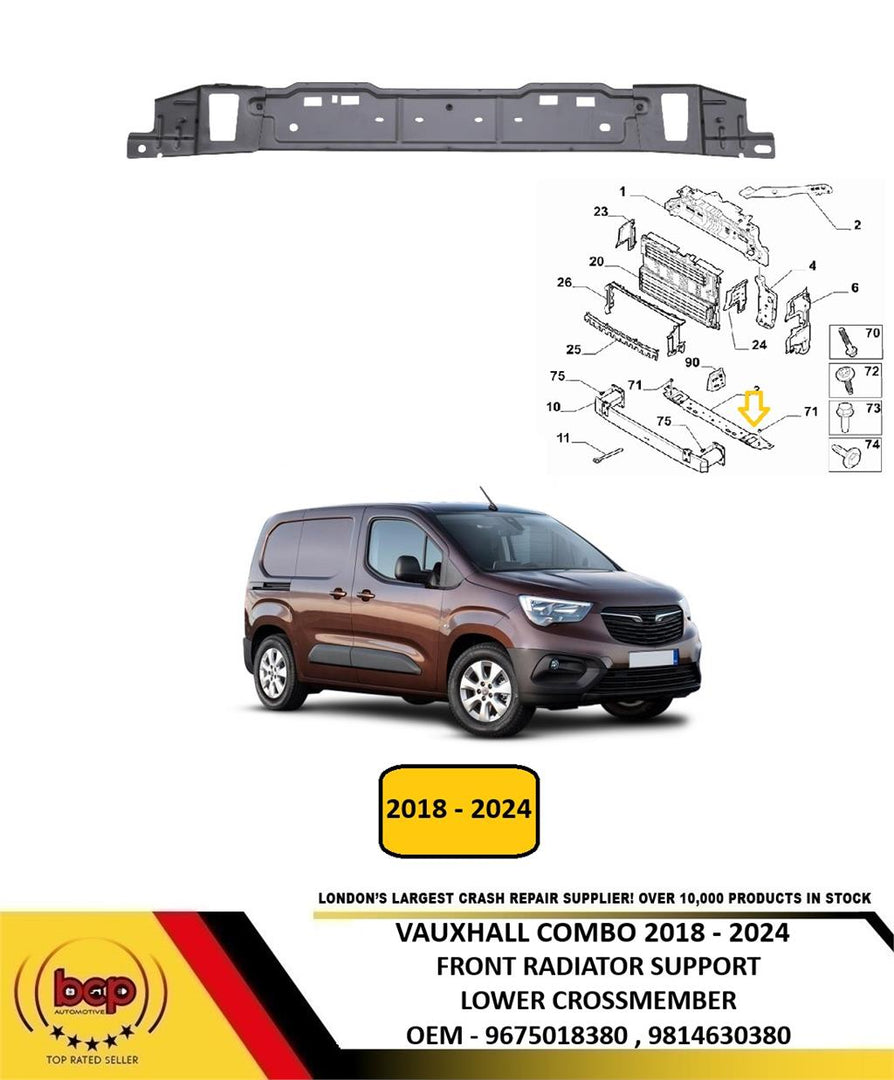 VAUXHALL COMBO 2018 - 2024 FRONT RADIATOR SUPPORT LOWER CROSSMEMBER METAL NEW