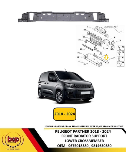 PEUGEOT PARTNER 2018 - 2024 FRONT RADIATOR SUPPORT LOWER CROSSMEMBER METAL NEW