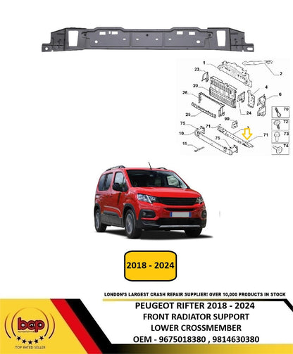 PEUGEOT RIFTER 2018 - 2024 FRONT RADIATOR SUPPORT LOWER CROSSMEMBER METAL NEW