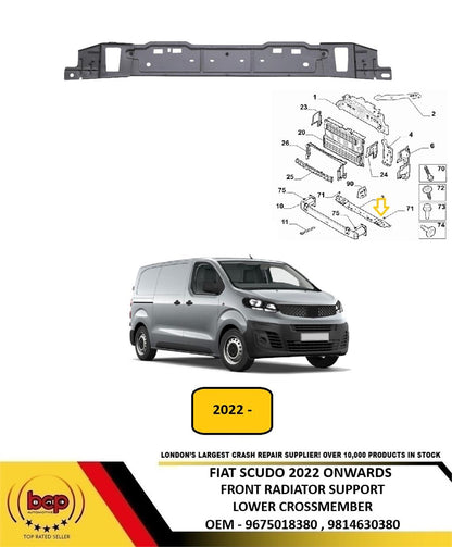 FIAT SCUDO 2022 ONWARDS FRONT RADIATOR SUPPORT LOWER CROSSMEMBER METAL NEW