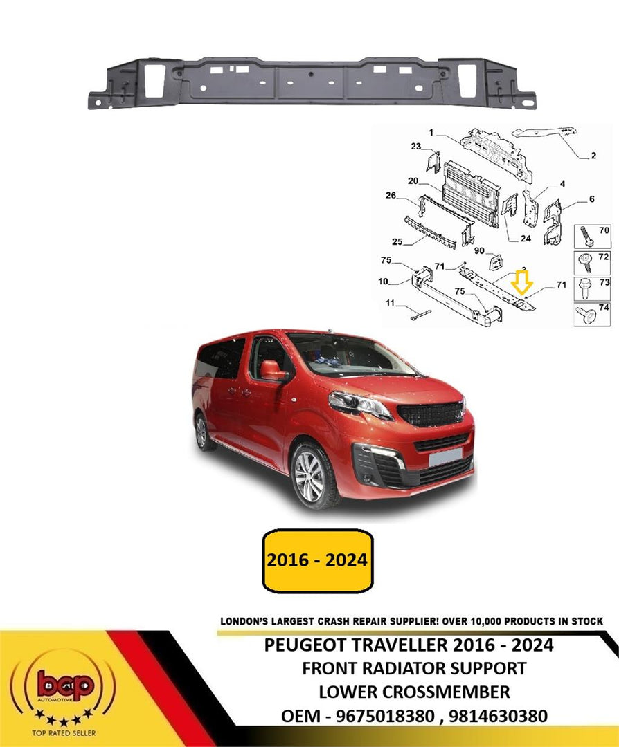 PEUGEOT TRAVELLER 2016 - 2024 FRONT RADIATOR SUPPORT LOWER CROSSMEMBER METAL NEW