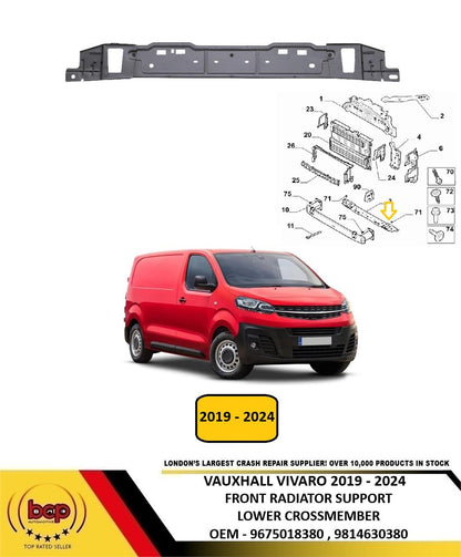 VAUXHALLVIVARO 2019 - 2024 FRONT RADIATOR SUPPORT LOWER CROSSMEMBER METAL NEW