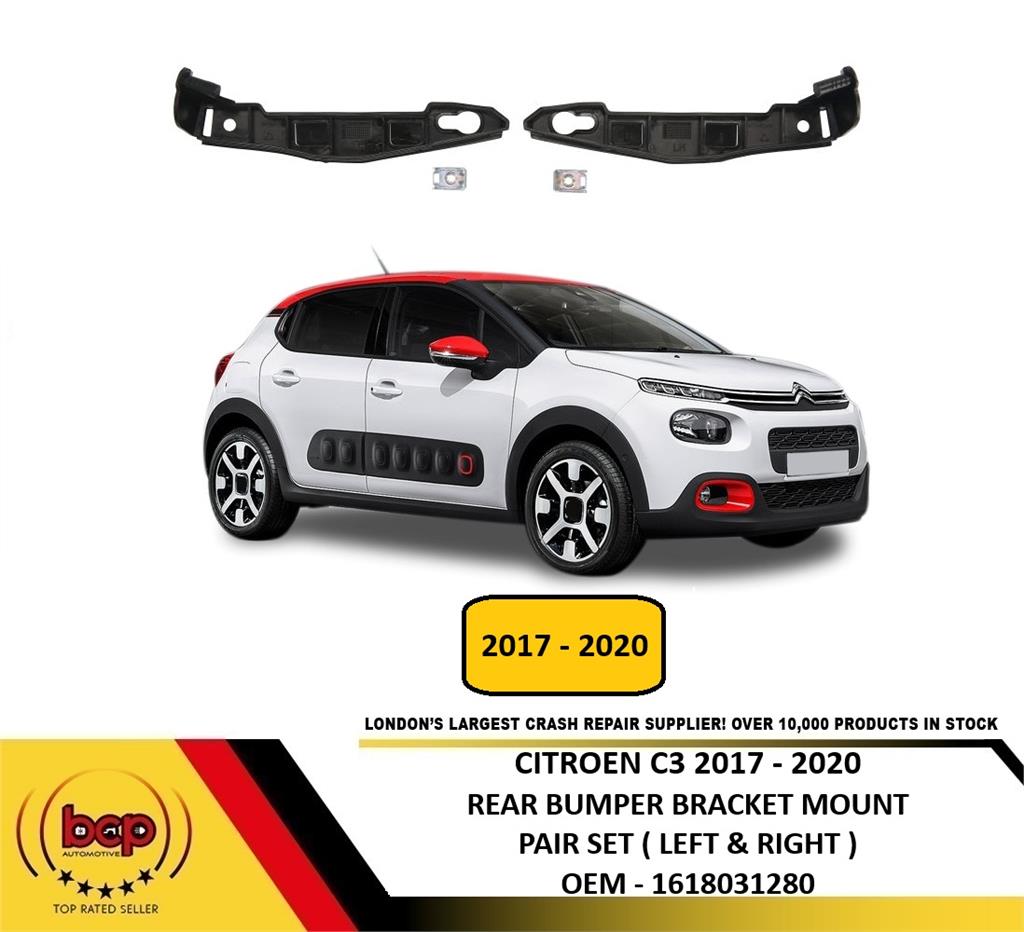 CITROEN C3 2017 - 2020 REAR BUMPER BRACKET MOUNT SLIDER SET LEFT AND RIGHT PAIR