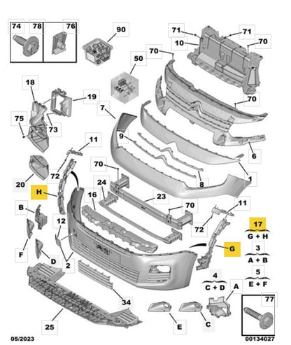PEUGEOT PARTNER 2018 -2024 FRONT BUMPER OUTER BRACKET PAIR BOTH SIDES 1632655880