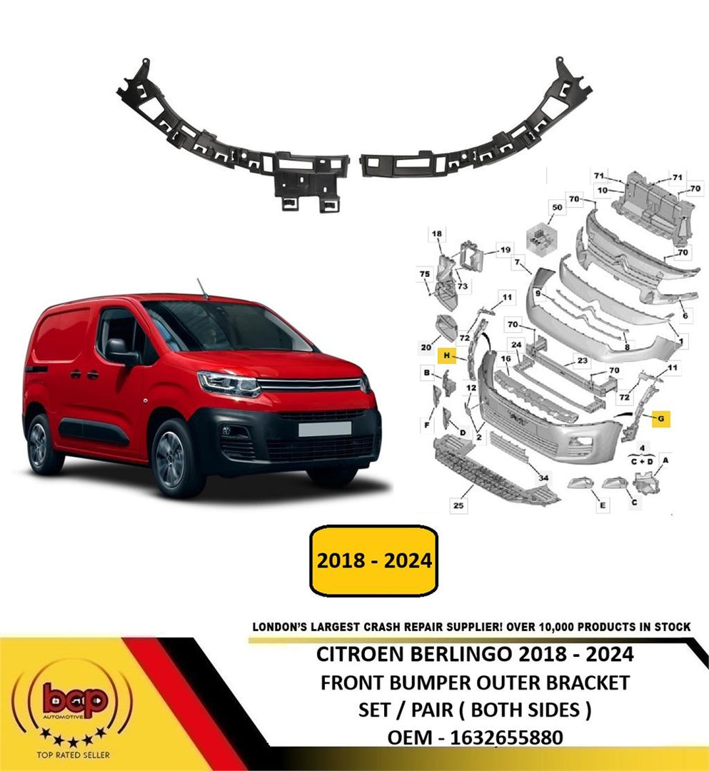 CITROEN BERLINGO 2018-2024 FRONT BUMPER OUTER BRACKET PAIR BOTH SIDES 1632655880