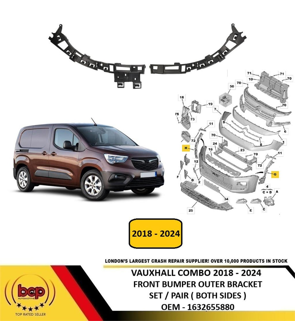 VAUXHALL COMBO 2018 - 2024 FRONT BUMPER OUTER BRACKET PAIR BOTH SIDES 1632655880