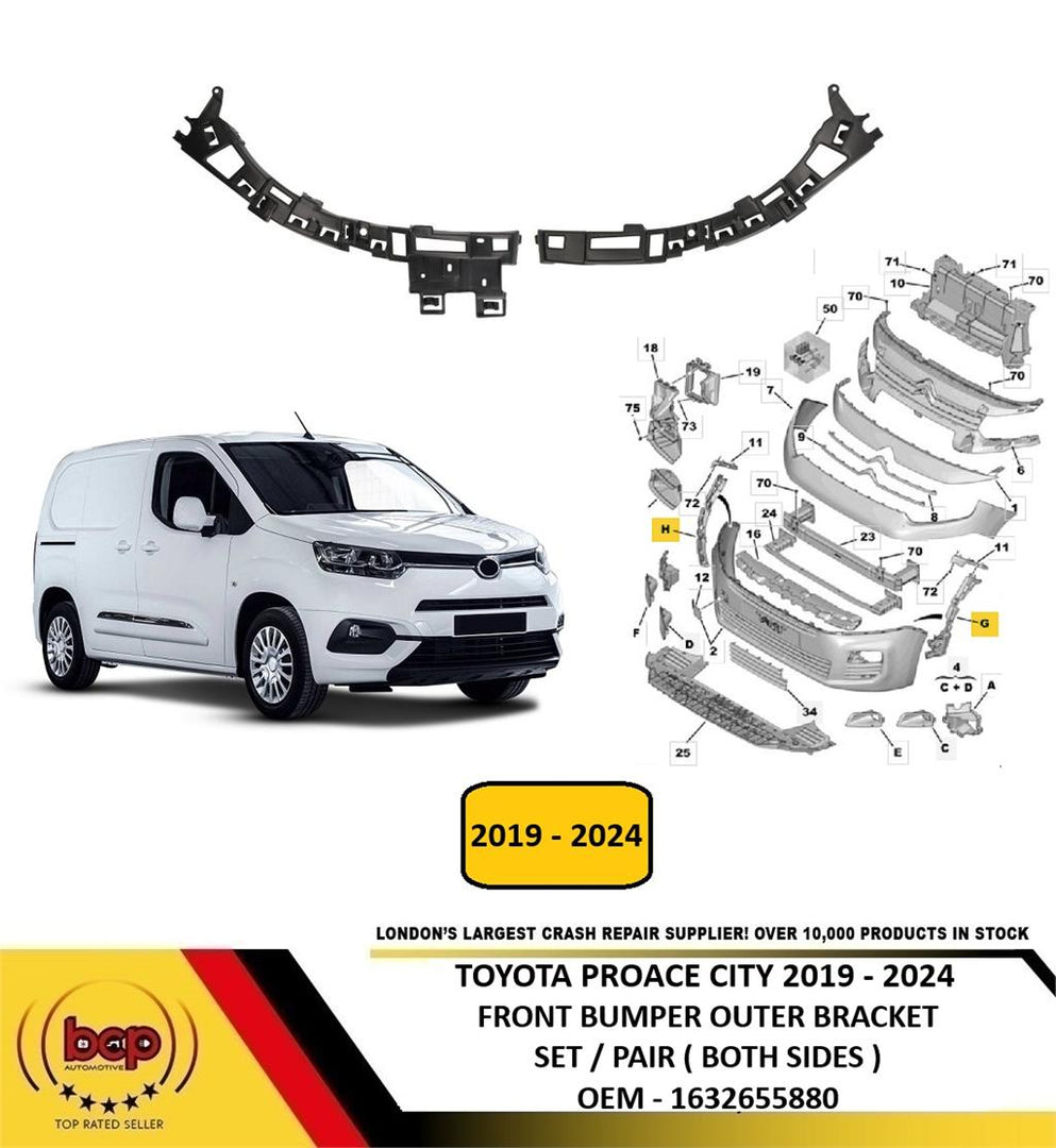TOYOTA PROACE CITY 2019 - 2024 FRONT BUMPER BRACKET PAIR BOTH SIDES 1632655880