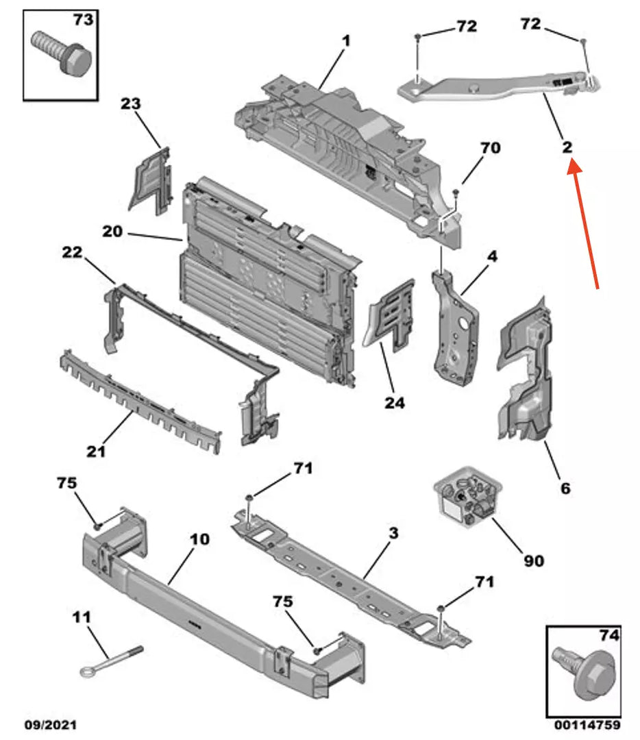 VAUXHALL COMBO 2018 - 2024 FRONT HEADLIGHT UPPER MOUNT BRACKET DRIVER RIGHT