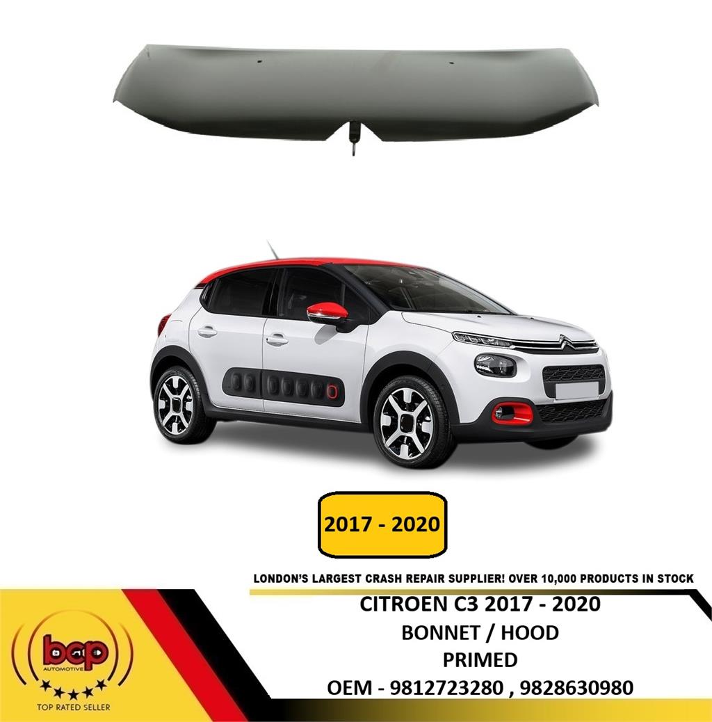 CITROEN C3 2017 – 2020 BONNET HOOD PRIMED STEEL NEW FREE DELVEIRY