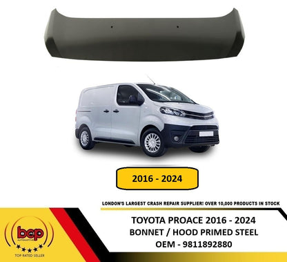 TOYOTA PROACE 2016 - 2024  BONNET HOOD PRIMED STEEL NEW INSURANCE APPROVED