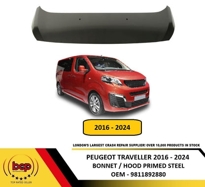PEUGEOT TRAVELLER 2016 - 2024 BONNET HOOD PRIMED STEEL NEW INSURANCE APPROVED