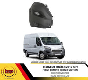 PEUGEOT BOXER 2017 ON FRONT BUMPER CORNER END CAP RIGHT DRIVER TEXTURED BLACK
