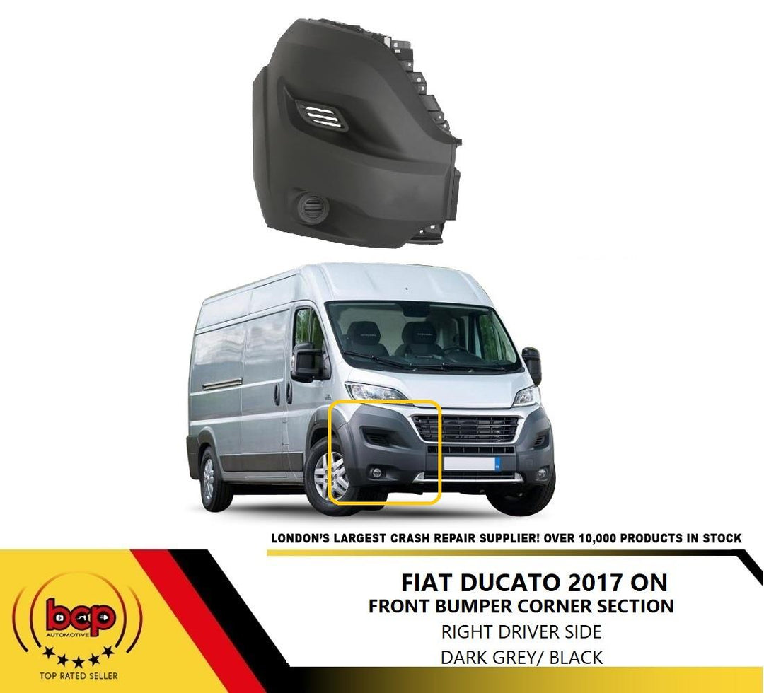 FIAT DUCATO 2017 ON FRONT BUMPER CORNER END CAP RIGHT DRIVER TEXTURED BLACK